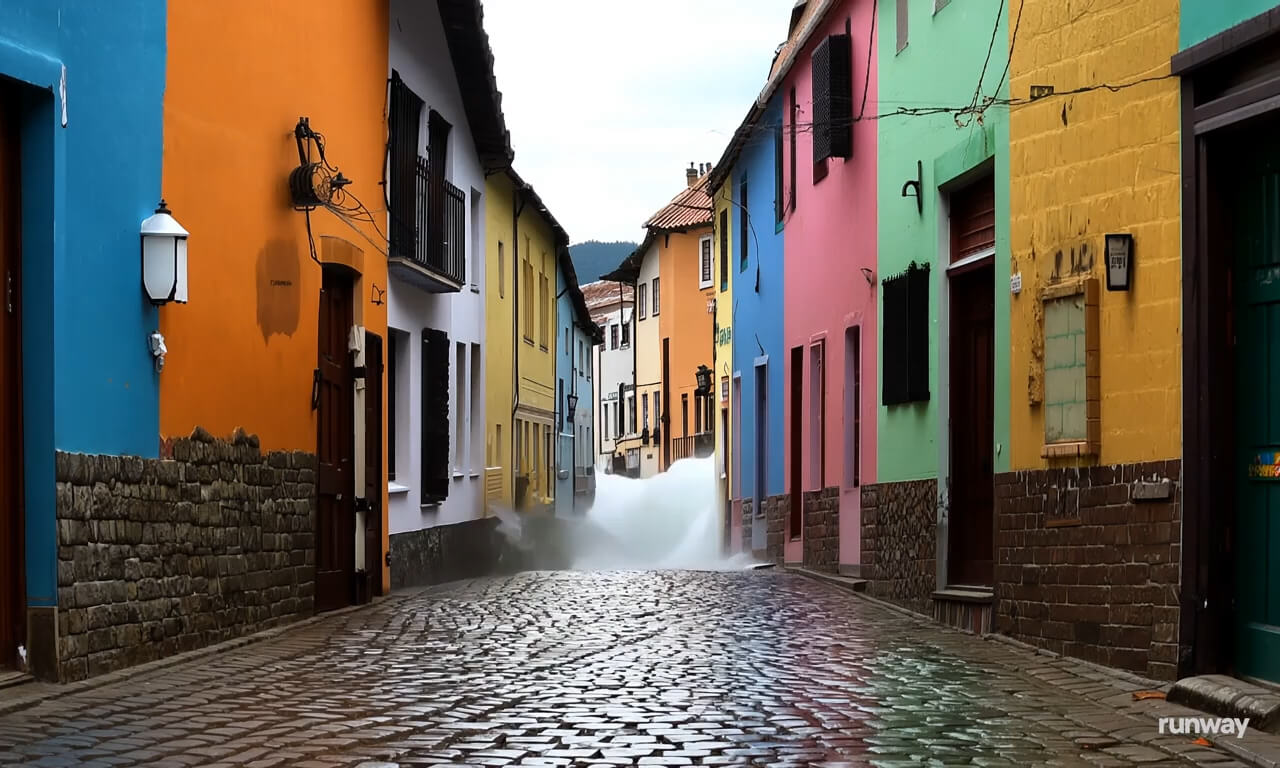 A tsunami coming through an alley in Bulgaria